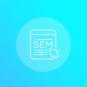 SEM, search engine marketing vector line icon イラスト素材