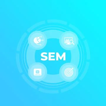 SEM, search engine marketing, web analytics vector infographics Illustrazione stock