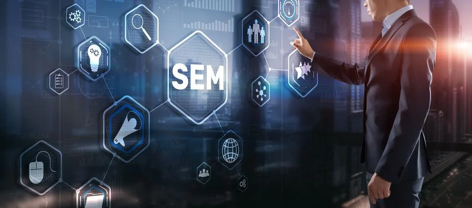 SEM Search Engine Optimization Marketing Ranking Traffic Website Technology 스톡 사진