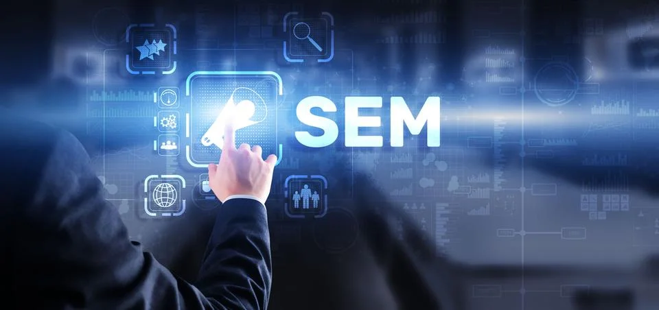 SEM Search Engine Optimization Marketing Ranking Traffic Website Technology Foto stock