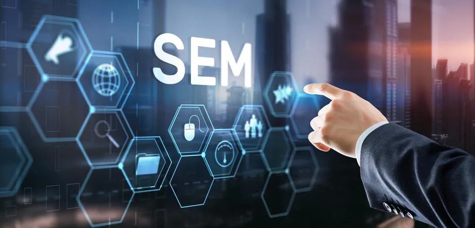 SEM Search Engine Optimization Marketing Ranking Traffic Website Technology Foto stock