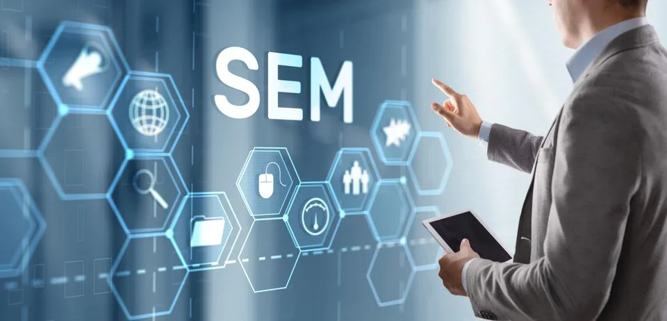 SEM Search Engine Optimization Marketing Ranking Traffic Website Technology Foto stock