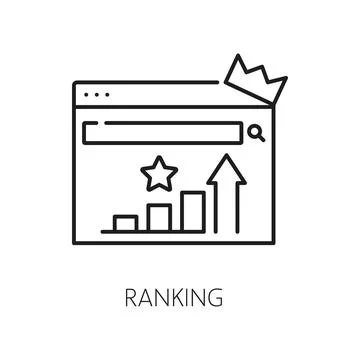 SEM search engine outline icon, website ranking Illustrazione stock