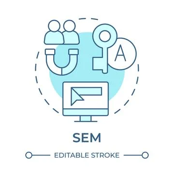 SEM soft blue concept icon Stock Illustration