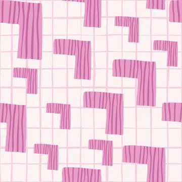Semaless pattern with pink lined corners. White background with lilac lines.  Stock Illustration