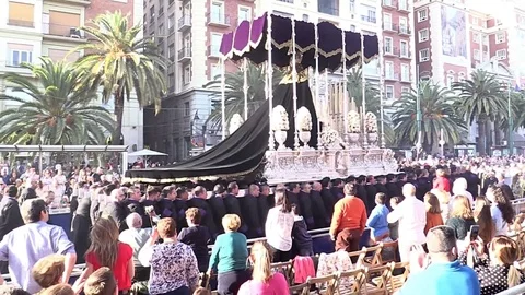 SEMANA SANTA MALAGA SPAIN EASTER RELIGIOUS PARADE Stock Footage 107447541