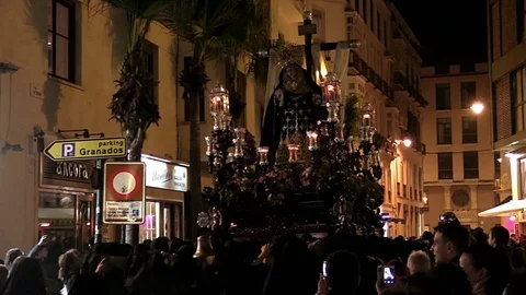 SEMANA SANTA MALAGA SPAIN EASTER RELIGIOUS PARADE Stock Footage 107447722