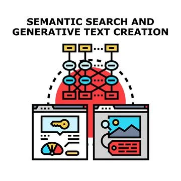 Semantic search and generative text creation exploring ai concepts Illustrazione stock