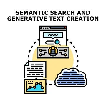 Semantic search and generative text creating process Illustrazione stock