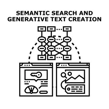 Semantic search and generative text creation exploring ai concepts Stock Illustration