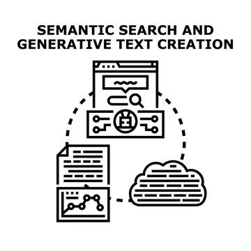Semantic search and generative text creating process Stock Illustration