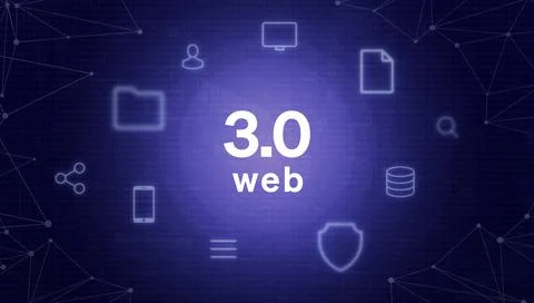 Semantic Web 3.0 concept with network nodes and service icons. World wide web Stock Photos