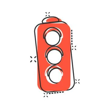 Semaphore icon in comic style. Traffic light cartoon vector illustration on w Stock Illustration