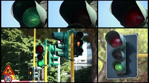 Semaphore - traffic light composition Stock Footage 8840160