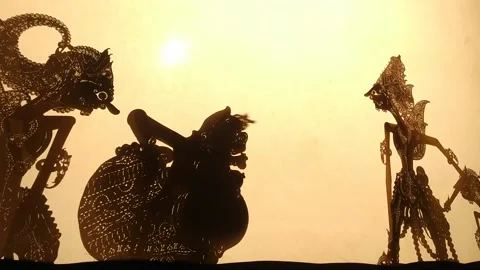 Semar and Krishna in a shadow puppet show Stock-Footage 159577038