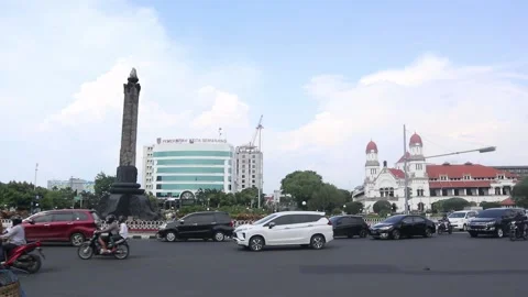 Semarang, Central Java, Indonesia - November 4, 2020- Tugu Muda Monument and Law Stock Footage 142509814