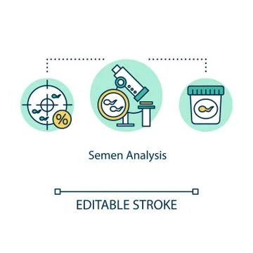 Semen analysis concept icon. Sperm donor. Male reproductive cells. Microscopic Stock Illustration