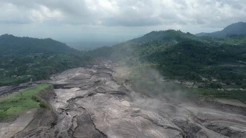 Semeru volcano aftermath with lava flow landscape in java indonesia 스톡 동영상 328917980