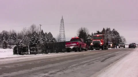 Semi Accident in Winter Stock Footage 1159762