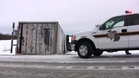 Semi Accident in Winter Stock Footage 1159782