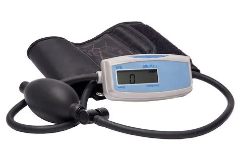 Semi-automatic digital tonometer to measure and control blood pressure, pulse Stock Photos