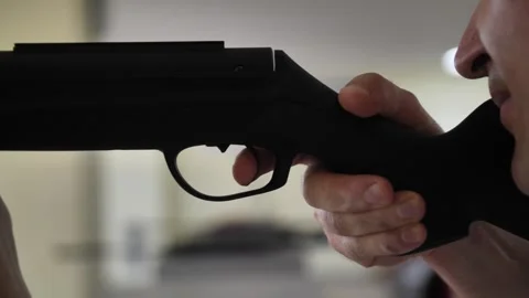 Semi-automatic machine gun Stock Footage 249084608