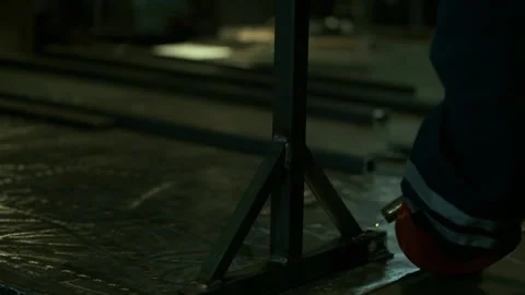 Semi-automatic profile pipe welding Stock Footage 259306745