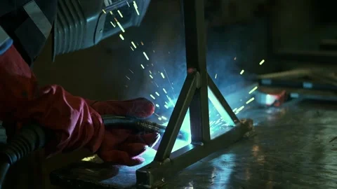 Semi-automatic profile pipe welding general plan Stock Footage 259306845