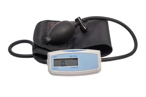 Semi-automatic tonometer for measuring blood pressure and pulse rate on a whi Stock Photos