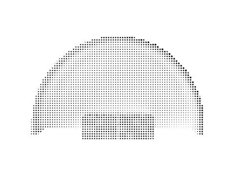 Semi circle dome shape with halftone dot pattern for architectural or scien.. Ilustración de archivo