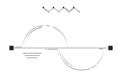 Semi-circle graph with line chart doodle linear object Illustrazione stock