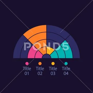 Semi circle infographic diagram design element for dark theme: Graphic ...