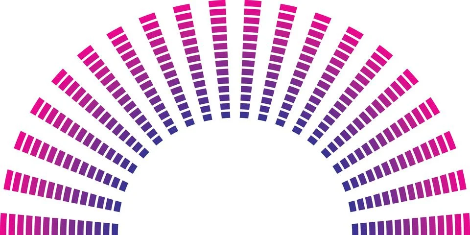 Semi-circular audio equalizer bars with gradient colors, vector illustratio.. 스톡 일러스트