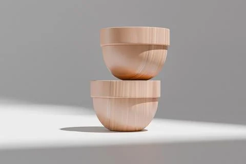 Semi-circular cream jar mockup, wooden bowl shape skincare Container Stock Illustration