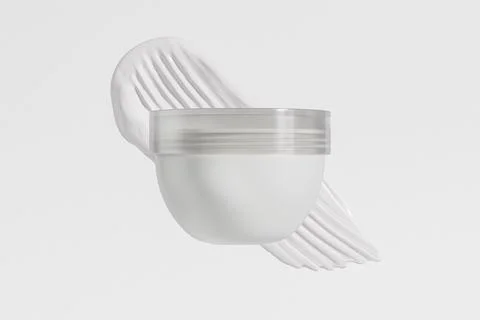 Semi-circular cream jar with translucent lid mockup Stock Illustration