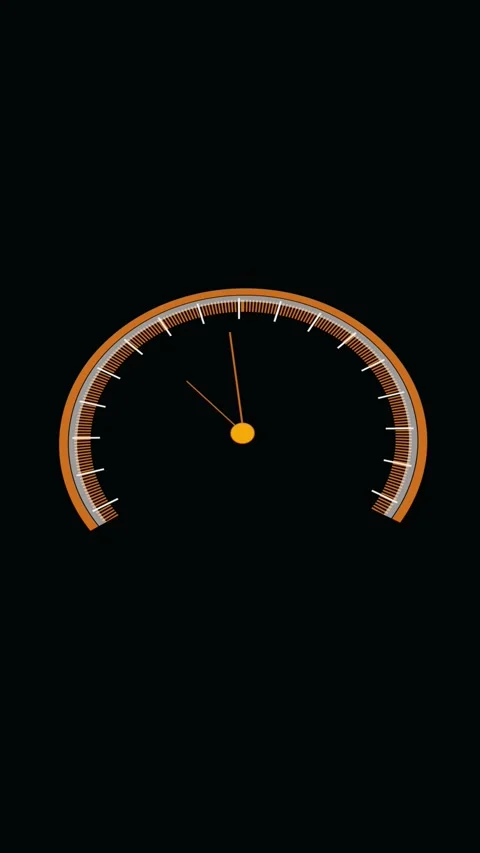 Semi- Circular Gauge with Orange and Gray Markings and Two Orange Hands on .. Stock Footage 321725065
