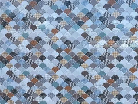 Semi-circular pattern multi colored wallpaper. Stock Photos