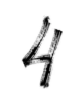 Semi-dry flat brush hand-drawn number isolated on white background. Stock Illustration