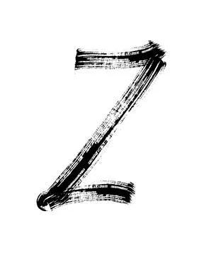 Semi-dry flat brush hand-drawn letter isolated on white background. Illustrazione stock