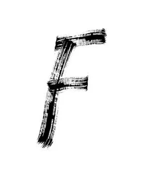 Semi-dry flat brush hand-drawn letter isolated on white background. Stock Illustration