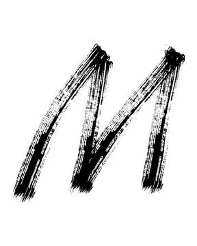 Semi-dry flat brush hand-drawn letter isolated on white background. Stock Illustration