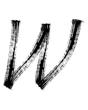 Semi-dry flat brush hand-drawn letter isolated on white background. Stock Illustration