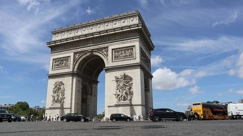 Semi fast TimeLapse - Arc de Triomphe, Paris France Stock Footage 93593397