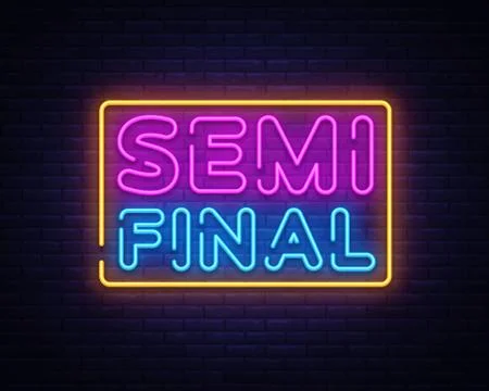 Semi final neon text vector design template. Neon logo, light banner design Illustrazione stock