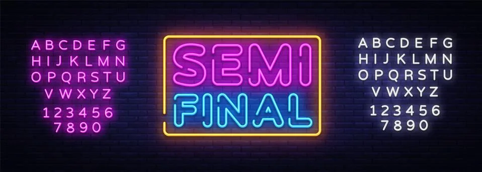 Semi final neon text vector design template. Neon logo, light banner design Stock Illustration