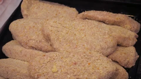 Semi-finished cutlets chilled, close-up. Stock Footage 298029287