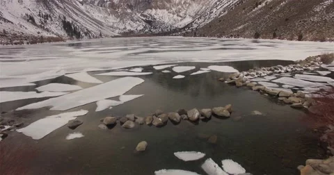 Semi Frozen Lake Stock Footage 59322451