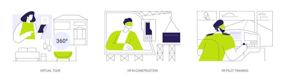 Semi-immersive virtual reality isolated cartoon vector illustrations se Stock Illustration
