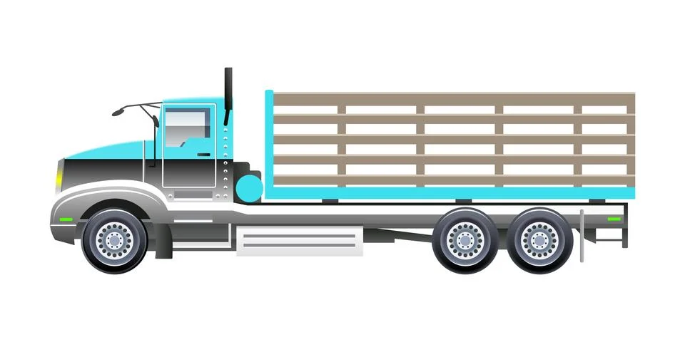 Semi medium trucks car for transporting agriculture and livestock vector Stock Illustration