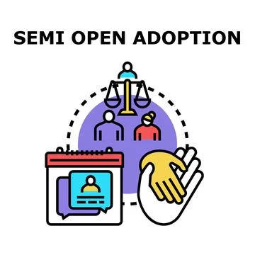 Semi open adoption concept illustration for family legal process Stock Illustration